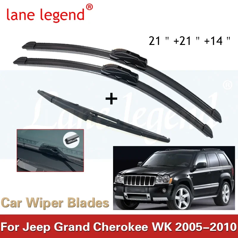 Wiper Front & Rear Wiper Blades Set Kit For Jeep Grand Cherokee WK 2005 2006 2007 - 2010 Windshield Windscreen Window 21