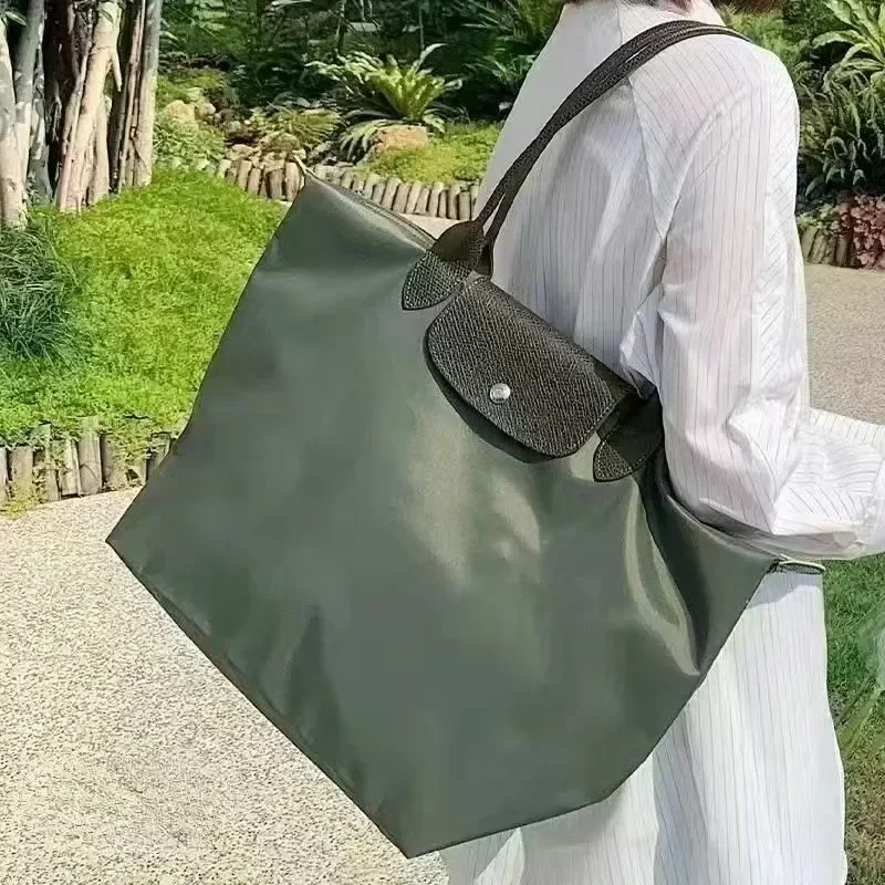 Moda clássico sacola dobrável designer casual bolsa de ombro feminina alta qualidade bolsas náilon grande capacidade