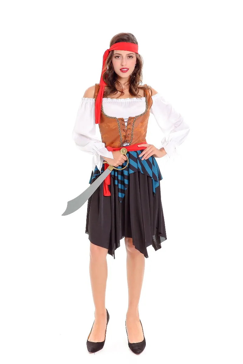 Disfraz de pirata para mujer, disfraz de la tripulación para carnaval, Halloween, ropa de vestir de fantasía para adultos