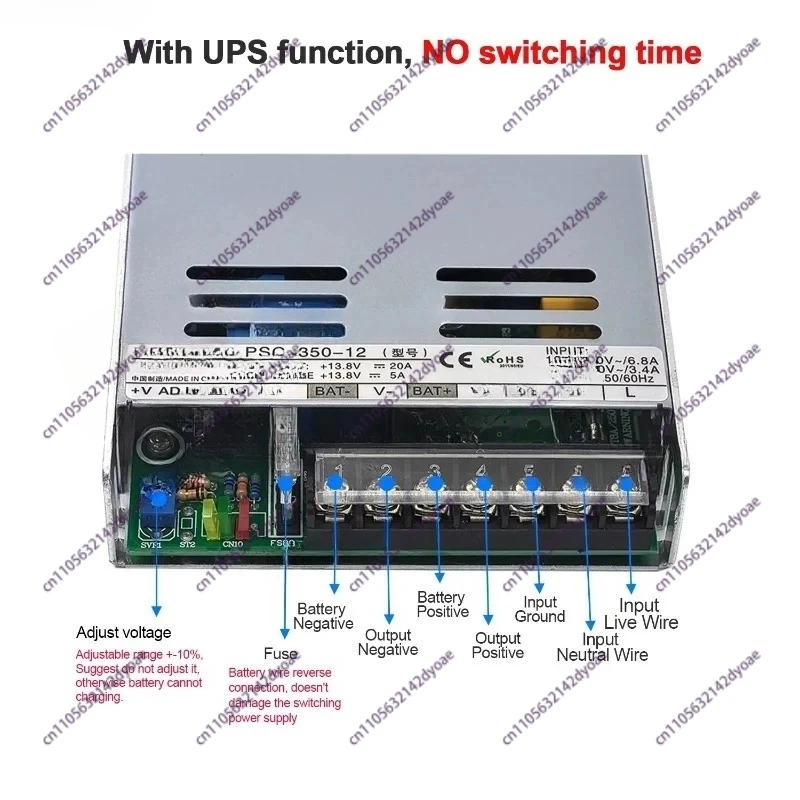 New 350w 12/24v  Universal AC UPS/Charge Function Monitor Switching Power Supply Input 110/220v Battery Charger Output 27.6VDC