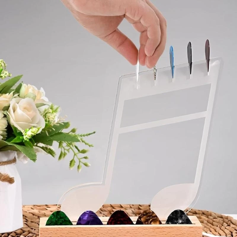 Colorful LED Illuminated Acrylic Guitar Pick Holder Storage Rack with Base Suitable for Fashion Musicians Present
