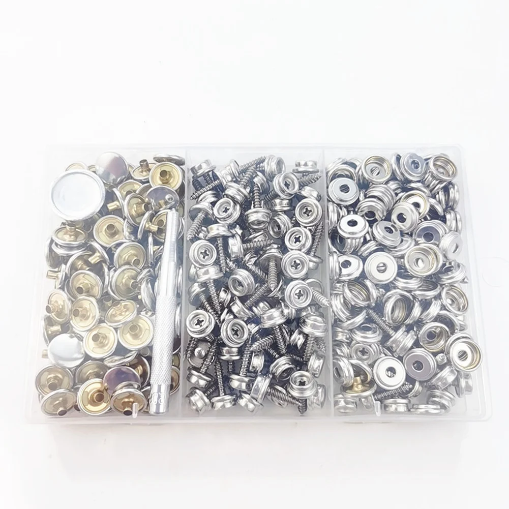 

Portable 100Pcs 15mm Boat Cover Canvas Stainless Steel Snap Fastener Clip