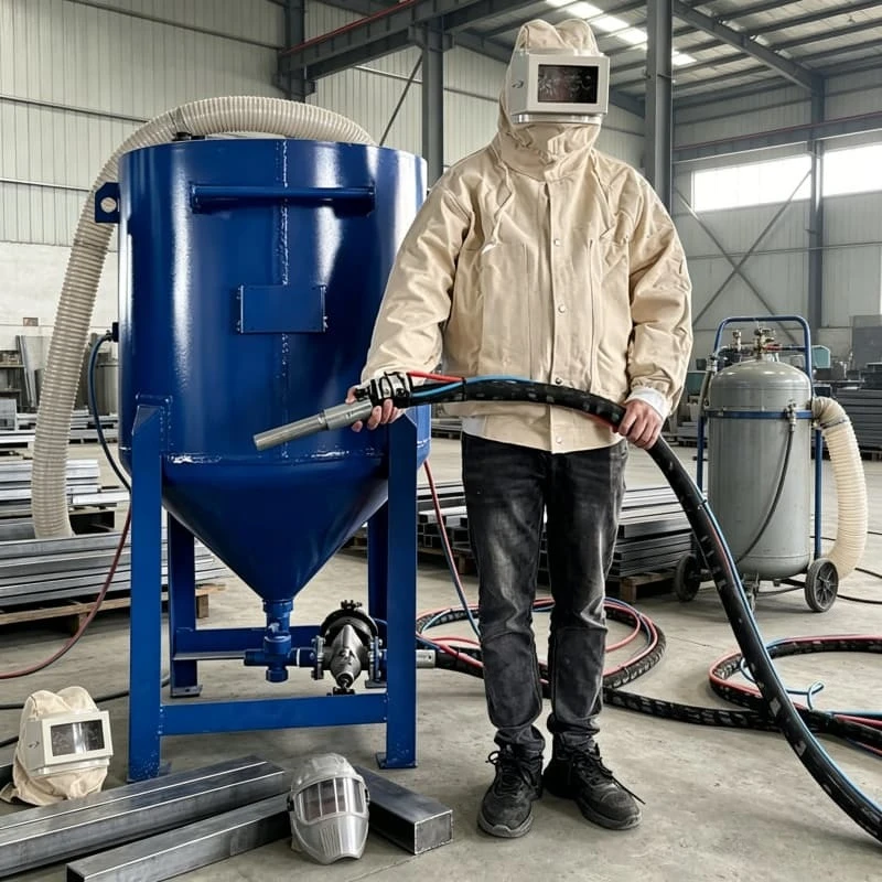 

Portable Sand Blasting Machine Sandblaster Movable Pot Dry Low Noise for Narrow Workshop Space-saving Operation Customized
