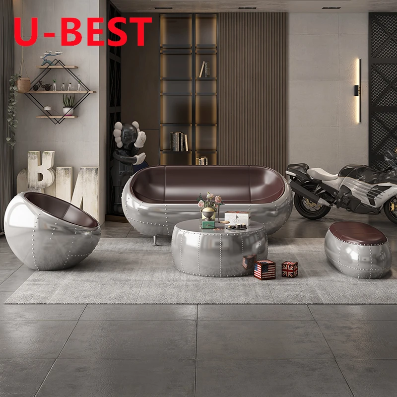 U-best Retro Style lotnictwo aluminium Spitfire pół kopuła krzesło przemysłowe antyczny salon klub Sofa do holu krzesło miska krzesło