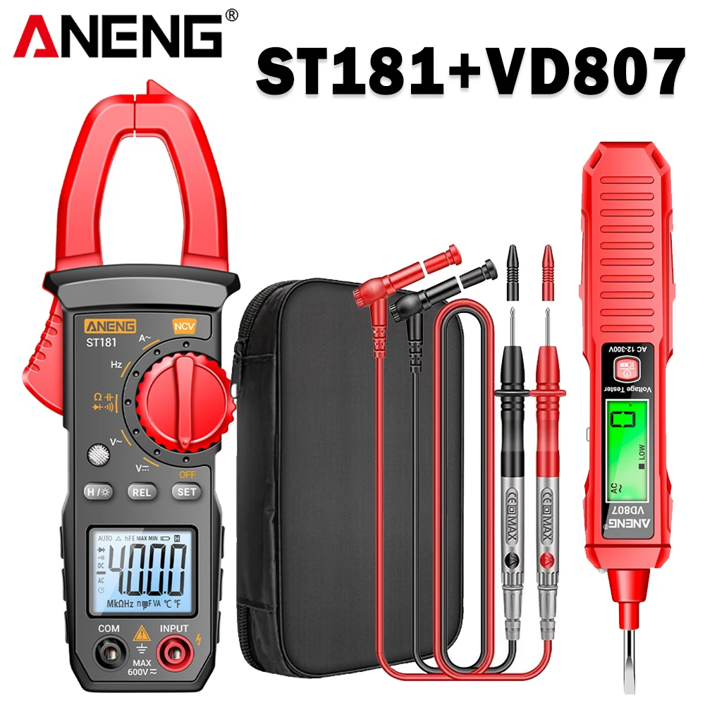 ANENG ST181 Intelligente Klemmeter met VD807 Digitale Meetpen, Nul- en Stroomdraadbreukpunt Detectie, Elektrische Gereedschapset