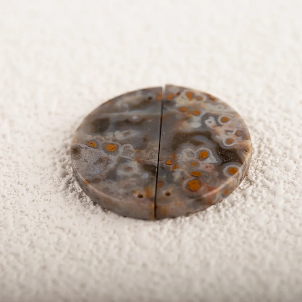 

Natural Stone Dendritic Agate Gemstone Semicircle Fashion Earrings Beads Accessories For Women 29x13x2mm 5.4g