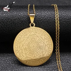 Seal of Seven Archangels Medal Stainless Steel Necklace Seal of Solomon Saint Michael Necklace Protection Jewelry collar N1162S0