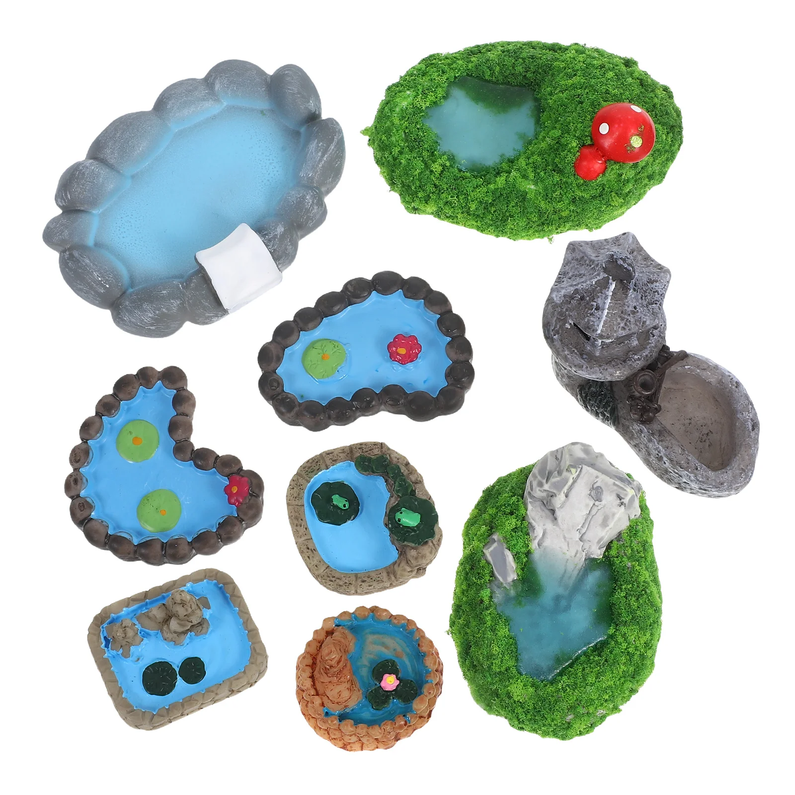 

9pcs 9 Pieces Pond Resin Mini Decorations Figurines Garden Landscaping Decorations Terrarium Accessories