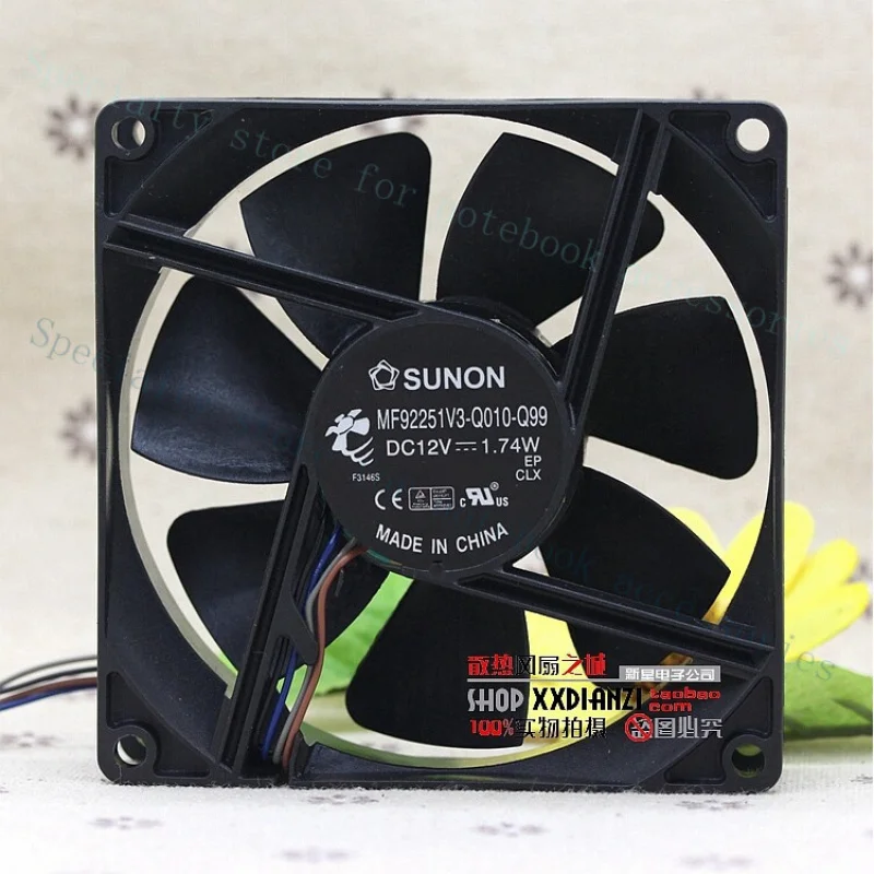 A+ For Sunon 9225 12V MF92251V3-Q010-Q99 92*92*25MM 12V 1.74W 4 line heat sink fan