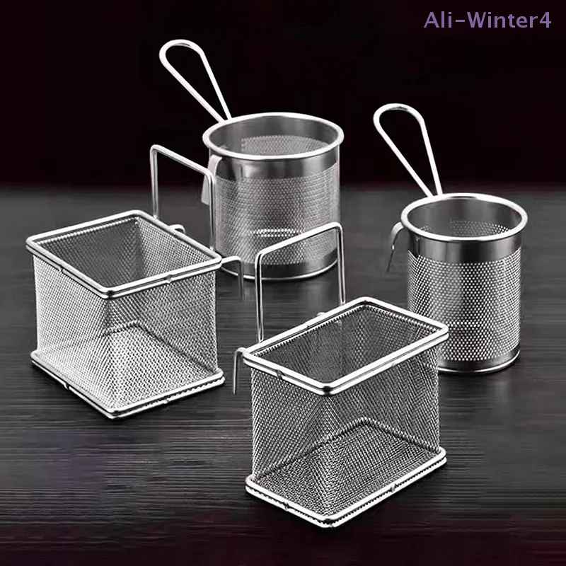 

【Winter4】Stainless Steel Deep Frying Basket Silver Multi-functional Hangable Colander Oil Filter Mesh Sieve Hotpot Strainer Mesh