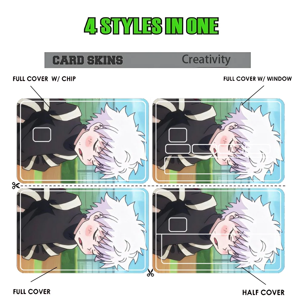 Killua Zoldyck H-Hunter Stickers Cartoon Credit Card Visa Debit Bank Charge Card Bus Metro Waterproof Sticker Decal Decoration