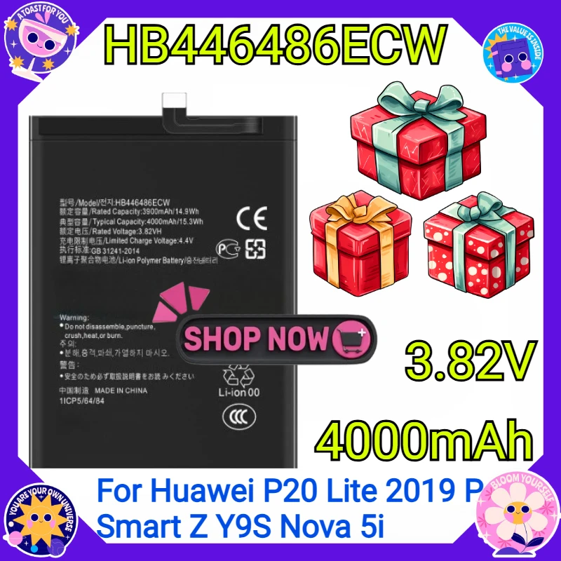 

Для Huawei P20 Lite 2019 P Smart Z Y9S Nova 5i для Honor 9X Pro Аккумуляторы Bateria Новая емкость HB446486ECW Аккумулятор для телефона