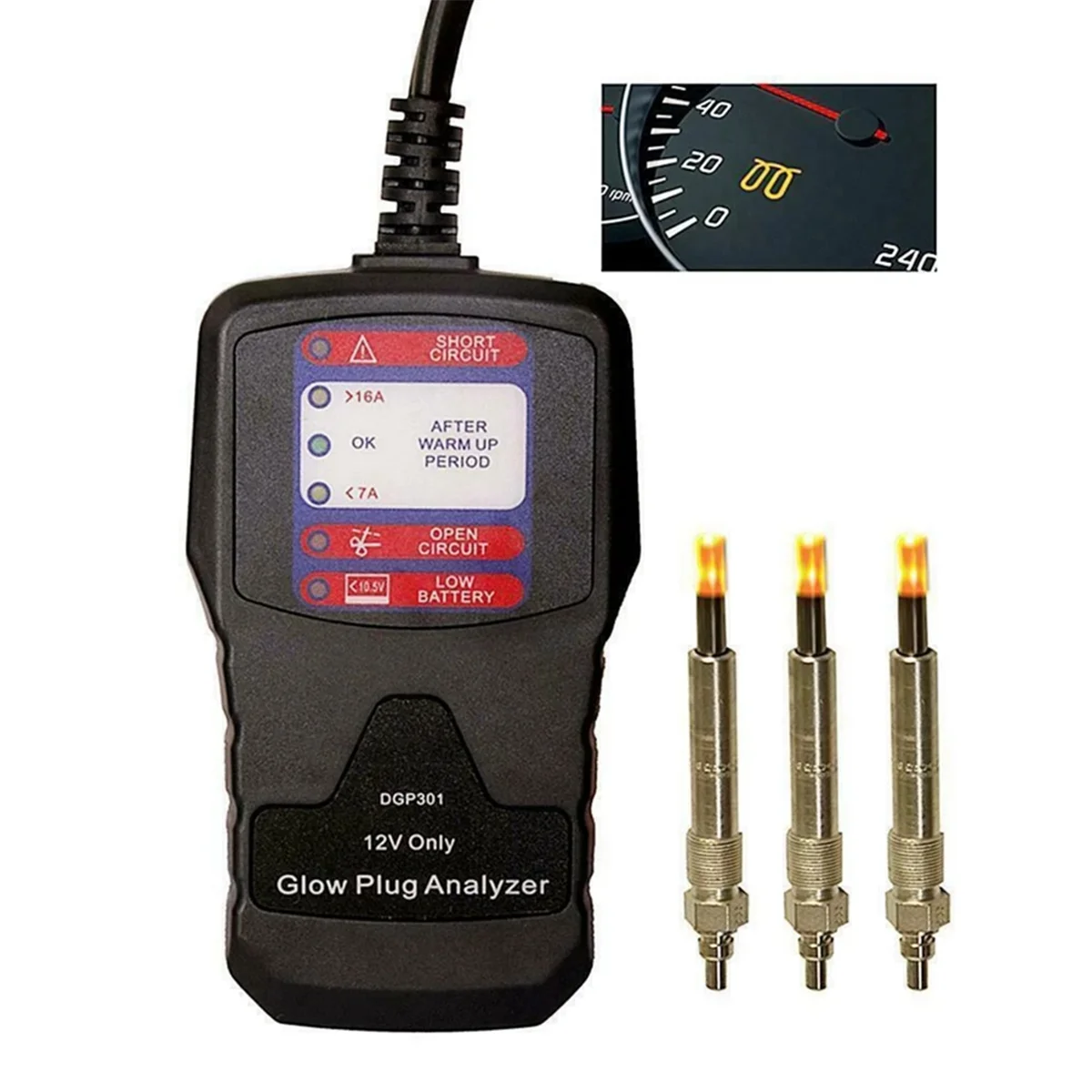 New 12V Automotive Glow Plug Analyzer Diesel Glow Plug Tester LED Diagnostic Tool Tester