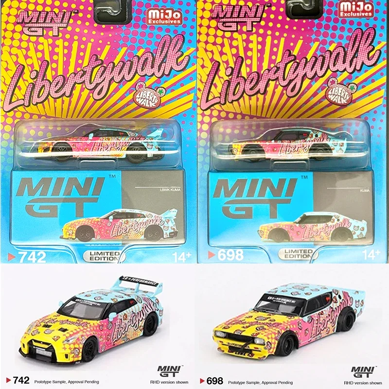 متوفر في المخزون MINIGT 1:64 LBWK Skyline Kenmeri KUMA KPGC110 LBWK R35 35GT-RR ألعاب نموذج سيارة Diecast