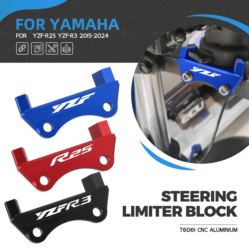 

For Yamaha YZF-R3 R3 R25 2015-2016-2017-2018-2019-2020-2021-2022-2023-2024 Motorcycle Steering Limiter Blocks Direction Stopper