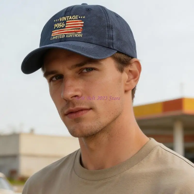 49ME Relaxed Baseball Cap with Flag Print and Adjustable Rear Strap