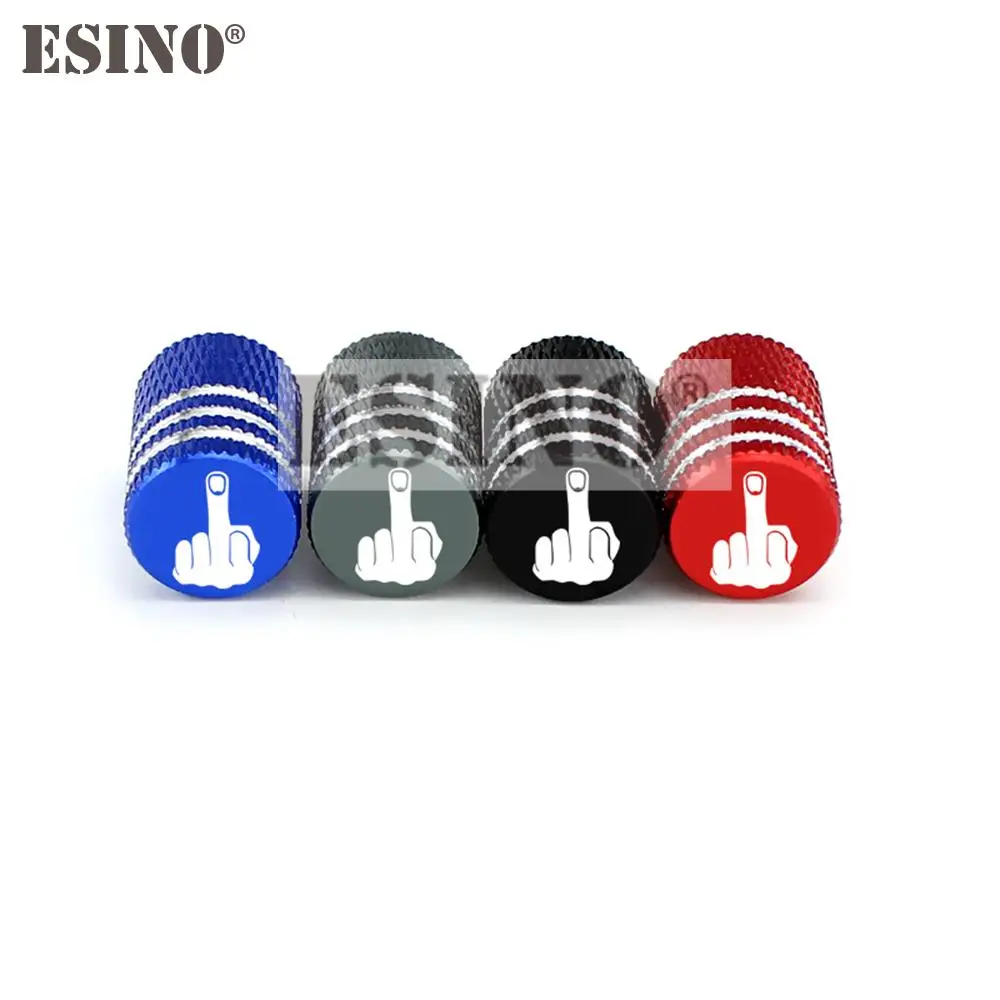 4 x Car Styling Aluminum Alloy Funny Middle Finger Gesture Tire Valve Caps Wheel Tire Valves Tyre Stem Air Caps Airtight Covers