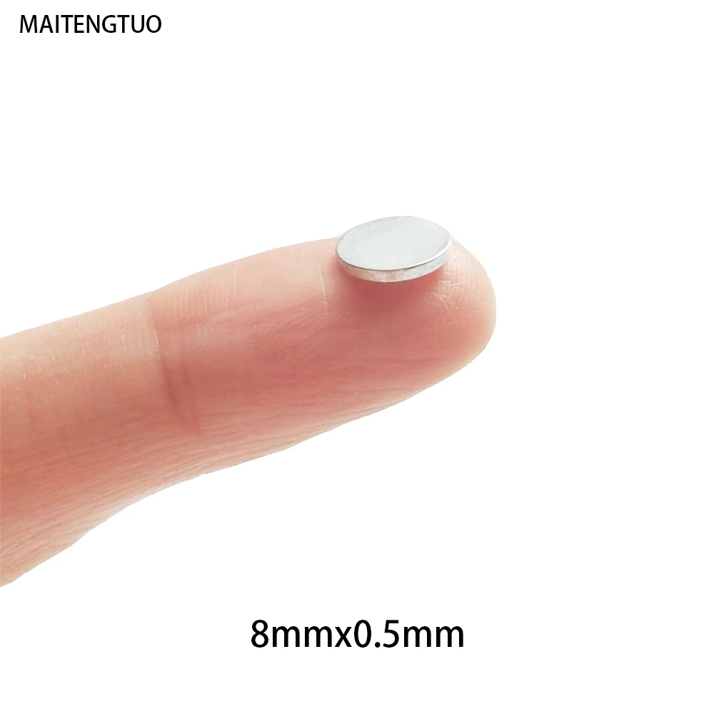 IMANO Disc Magnet Neodymium, 50/100/200/300/500/1000 buah 8x0.5mm N35 NdFeB bulat Super kuat Magnet permanen