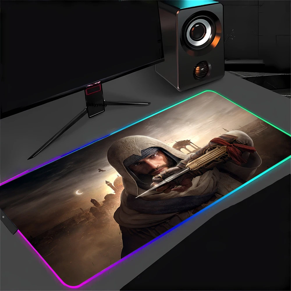 لوحة ماوس ألعاب قاتل S Creed Xxl لوحة ماوس ملونة Rgb ملحقات الألعاب خزانة الكمبيوتر حصيرة مكتبية لوحة المفاتيح أنيمي السجاد كبير