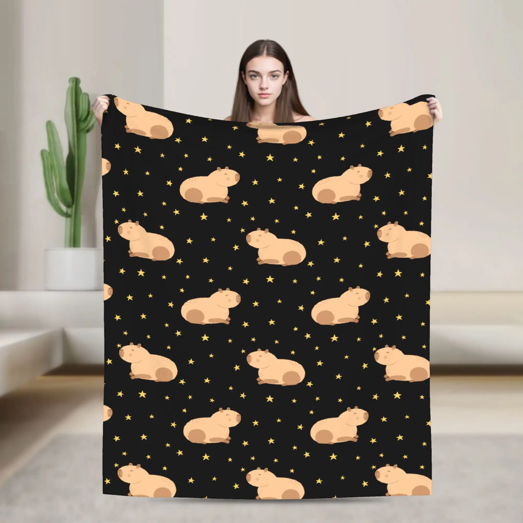 

Capybara Cartoon Blanket Fleece Printed Multifunction Super Soft Throw Blanket for Bedding Bedroom Quilt
