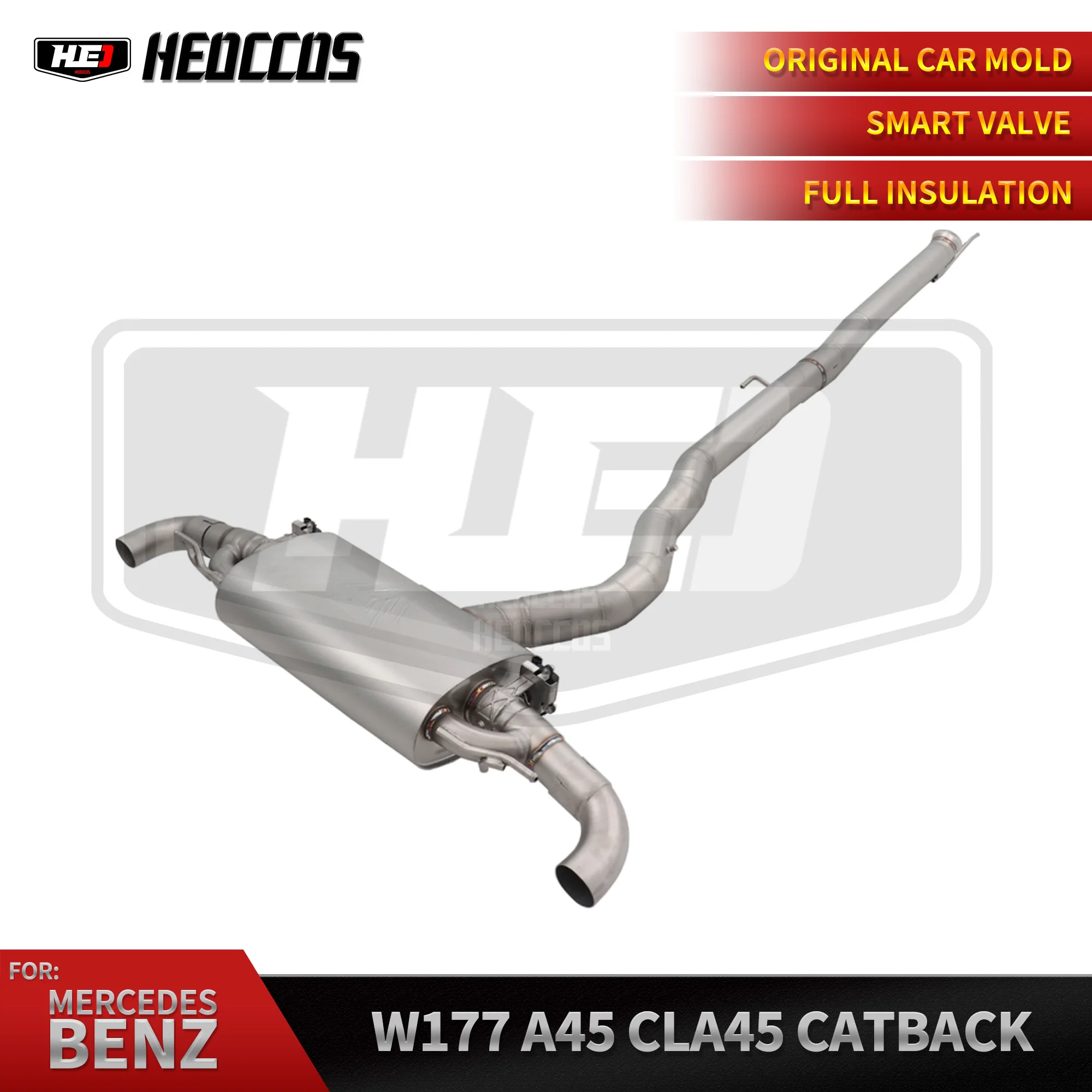 HEO Exhaust Pipe Valved Catback for Mercedes-Benz AMG W177 A45S CLA45 GLA45 2.0T 2019-2023 SS304 Sand Blast Muffler Downpipe