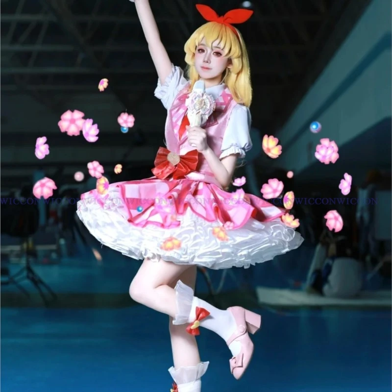 Anime Aikatsu! Cosplay Hoshimiya Ichigo Cosplay Costume Hoshimiya Ichigo Wig Lolite Dress Hairband Women Hallowen Party Cosplay