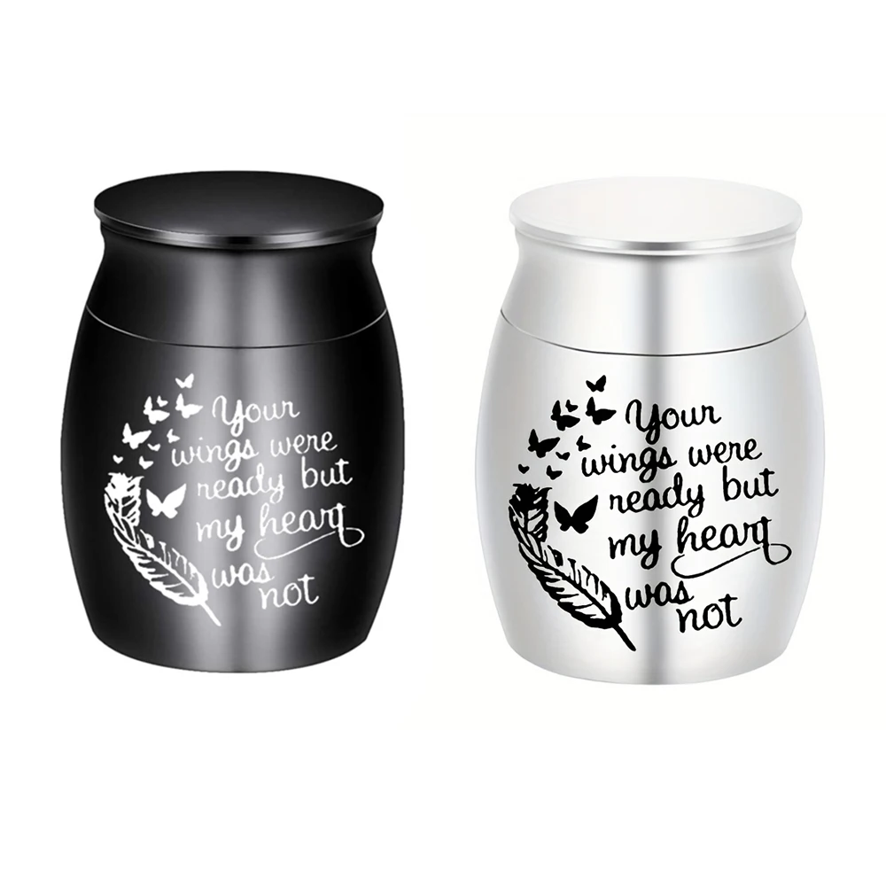 Small Keepsake Urns for Ashes Mini Cremation Urn for Ash Aluminum alloy Pets/Human Memorial Ashes-Your Wings Were Ready..