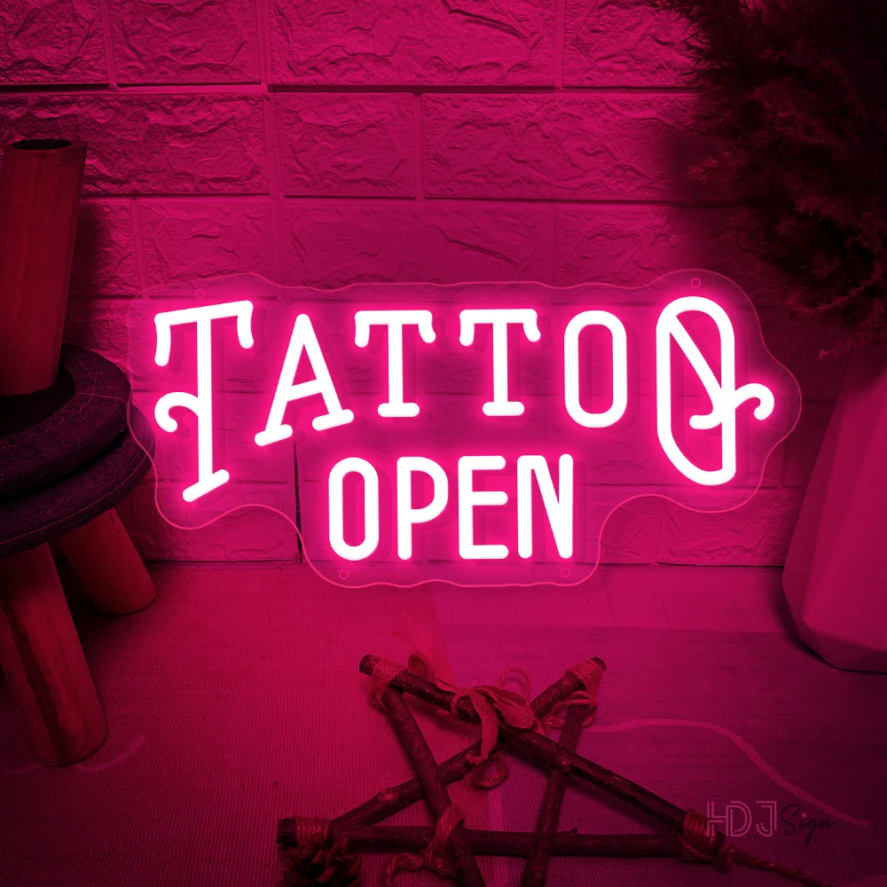 TATTO Open Neon Led Sign Tattoo Salon LED Neon Lights USB Room Wall beauty Shop Decoration Tattoo Signs Neon Lamps Signboard