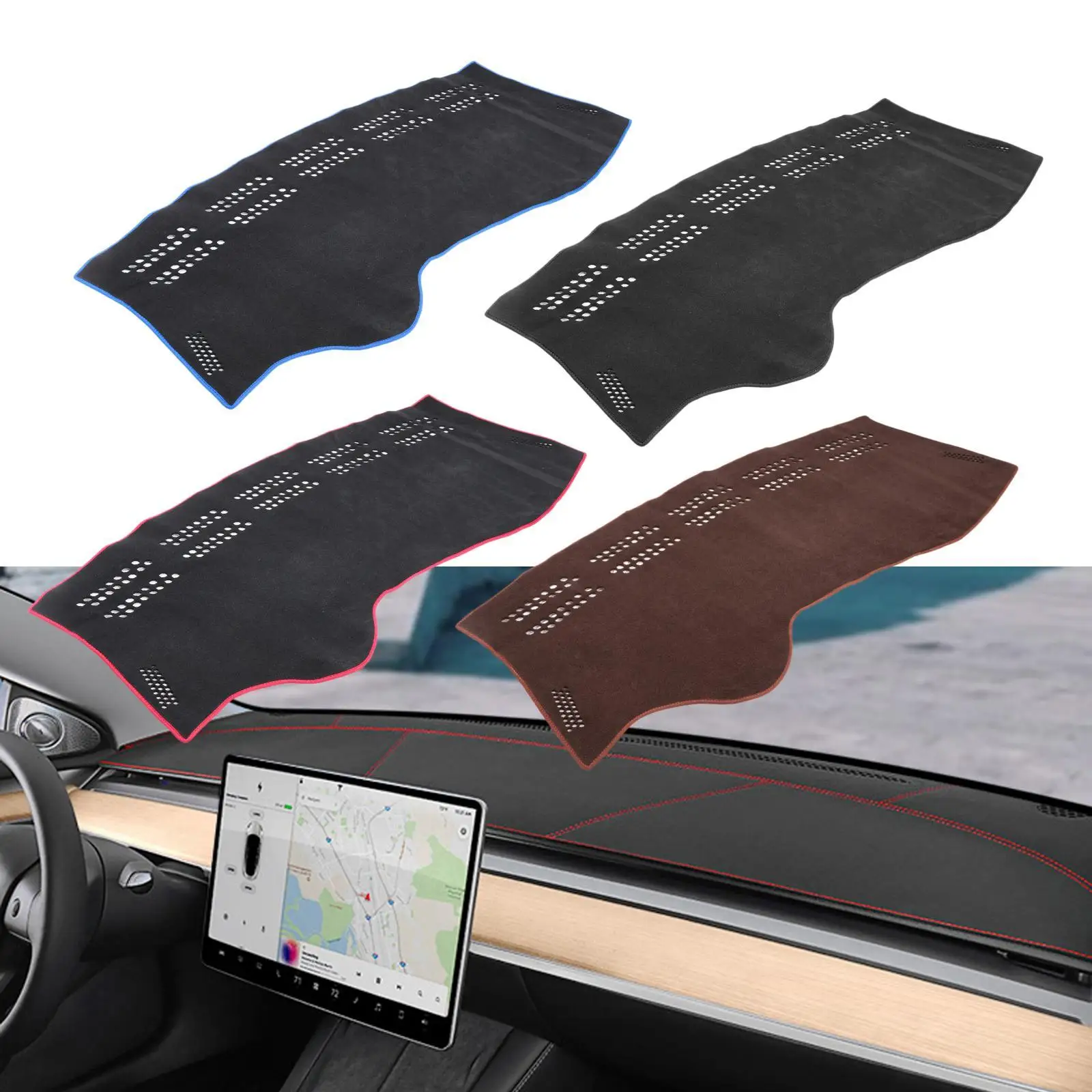 Car Dashboard Anti Slide Mats Non-Slip Multifunctional Soft Polyester Mount Holder for Electronic Devices Navigation