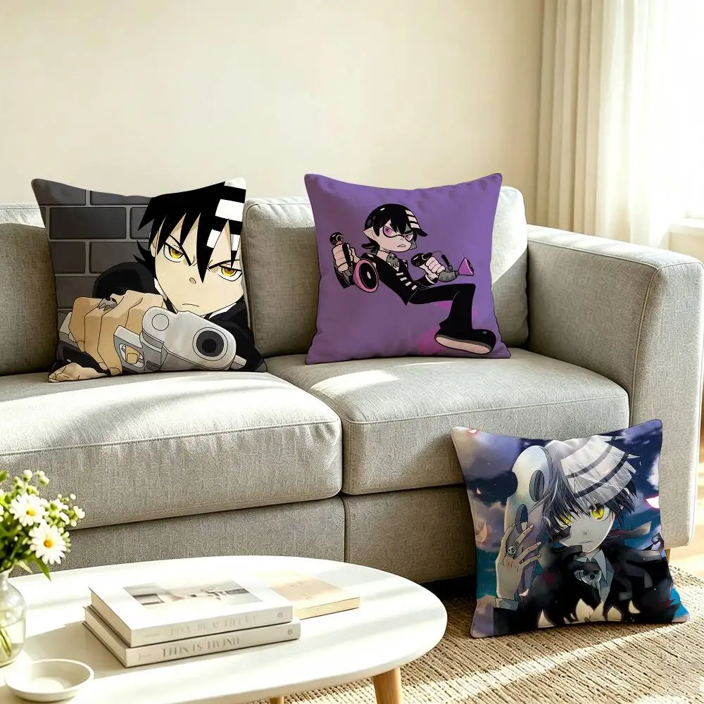 A-Anime Death the kid Soul Eater  Square Double-Sided printed Pillow Case Bedroom Bedside Pillow Sofa Cushion Cover