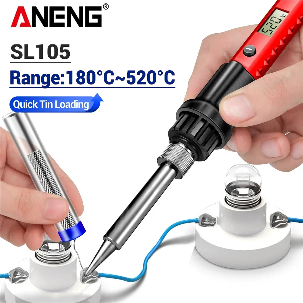 ANENG SL105 Soldering Iron 110V/220V Intelligent Welding Tools Temperature Control Rework Station Heat Pencil Tip US/EU Plug