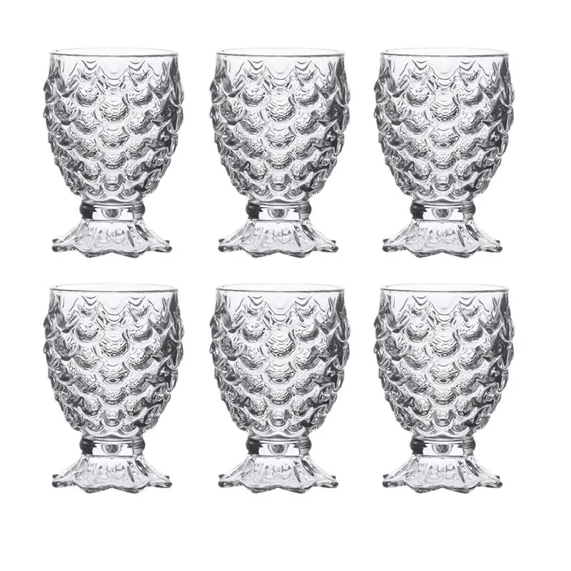 235ml 6pcs Set Transparent Mermaid Cup Family Gathering Specific Cocktail Glasses European Style Fish Scale Cup Cold Drink Mug