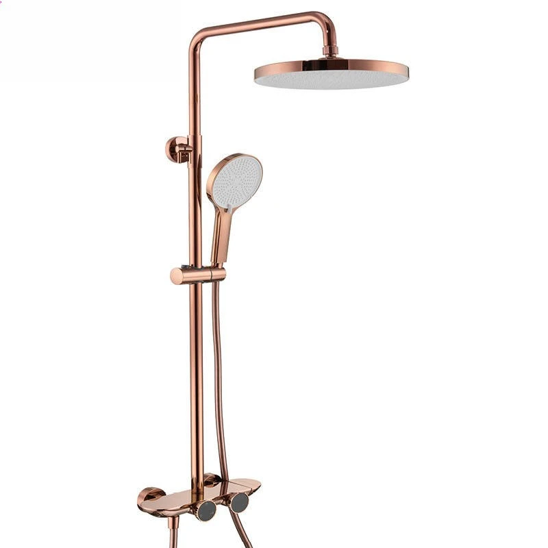 

All-copper rose gold shower shower hydroelectric power digital display shower set