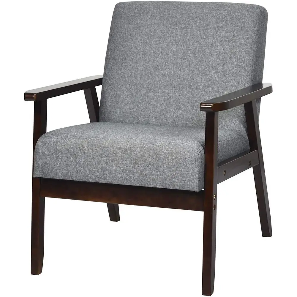 

-Century ern Accent Chair, Retro abric Armchair, Solid Hardwood Made, Upholstered Linen Lounge Arm Chair or Living Room (1, k Gr