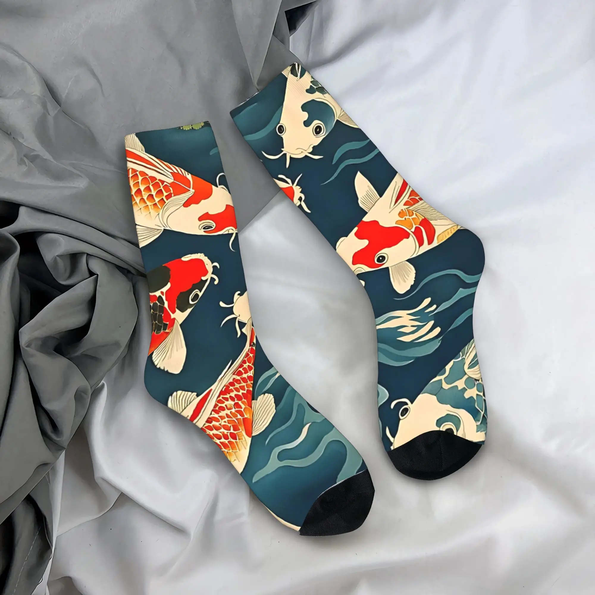 Koi Fish In Ukiyo-E Style  Socks  Stockings  Gothic Socks Women Men Soft Socks Autumn Skateboard Design Non Slip Socks Gift