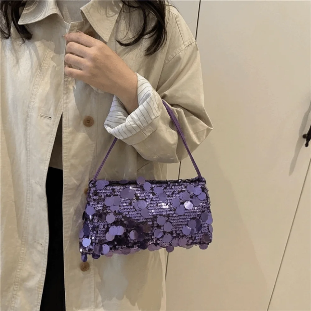 

Solid Color Sequin Crossbody Bag Blingbling Canvas Shoulder Phone Bag Large Capacity Glitter Cloth Messenger Bag Students