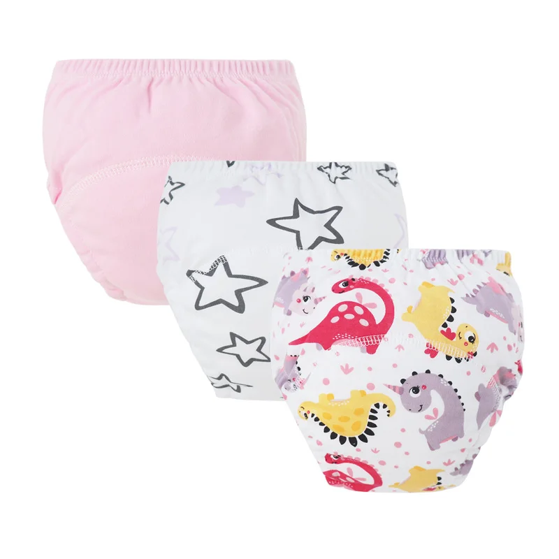 Pantalones de entrenamiento de pañales para bebé, ropa interior de dibujos animados para niños, pañales de tela lavables para niños, pañales reutilizables, pantalones cortos para niño y niña, 3 uds.