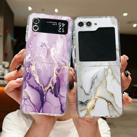 For Samsung Galaxy Z Flip 7 6 5 4 3 Case Watercolor Marble Pattern Hard Clear Folding Cover For Samsung Z Flip6 Flip5 Flip7