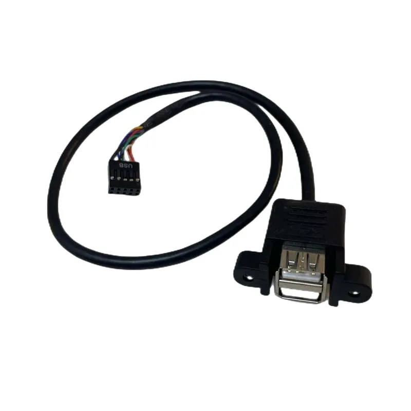 2PCS Computer Motherboard 9-Pin to Dual USB Female Adapter, Screw-Mounted, DuPont 2.54 to USB Female with Built-in Cable