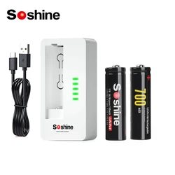 Soshine AA 14500 LiFePO4 Battery 3.2V 700mAh Rechargeable Battery and NiMH AA AAA LiFePO4 Li-ion 14500 10440 Battery Charger