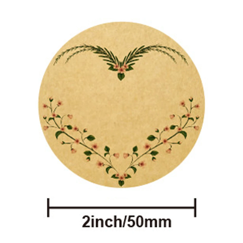 100-500 Pcs 2 Inch 5cm Kraft Paper Flowers Thank You Label Stickers for Gift Card Package Party Wrapping Baking Small Business