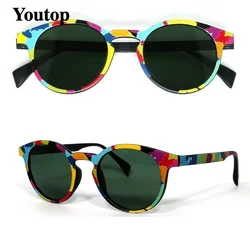 Womens Round Sunglasses for men Polarized Vintage 100% UV Protection Top Quality Lightweight Retro fashion sunglasses Black Grey