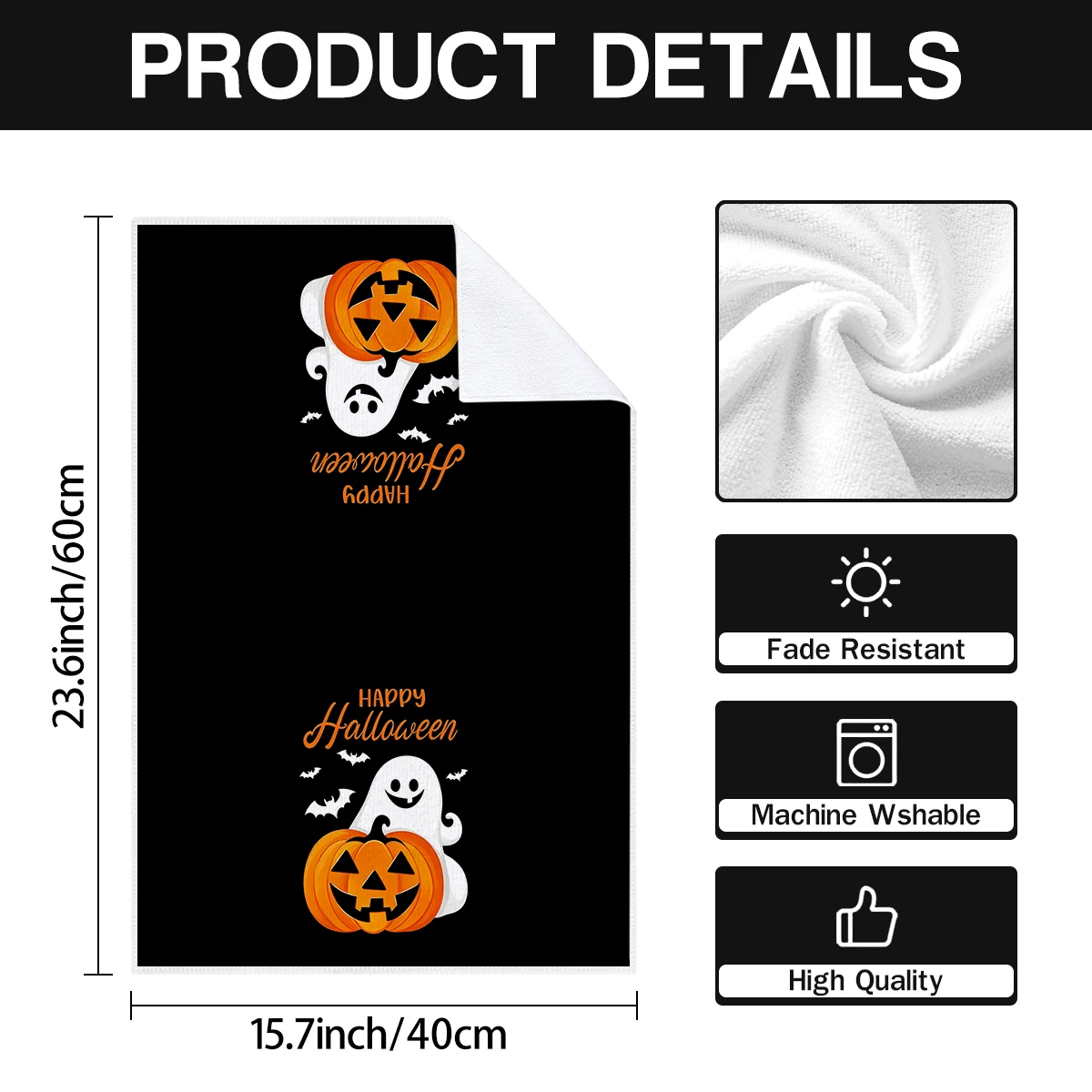 2pcs Halloween themed kitchen decoration towels, retro ghost, pumpkin, bat, letter printed towel set, home kitchen tea towels,