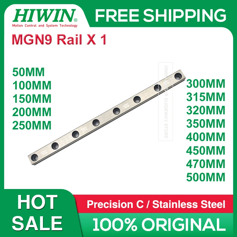 

HIWIN MGN9 Linear Rail 50 150mm 250mm 300mm 315mm 320mm 350mm 400mm 450mm 500mm HIWIN MGN9 Stainless Rail Only