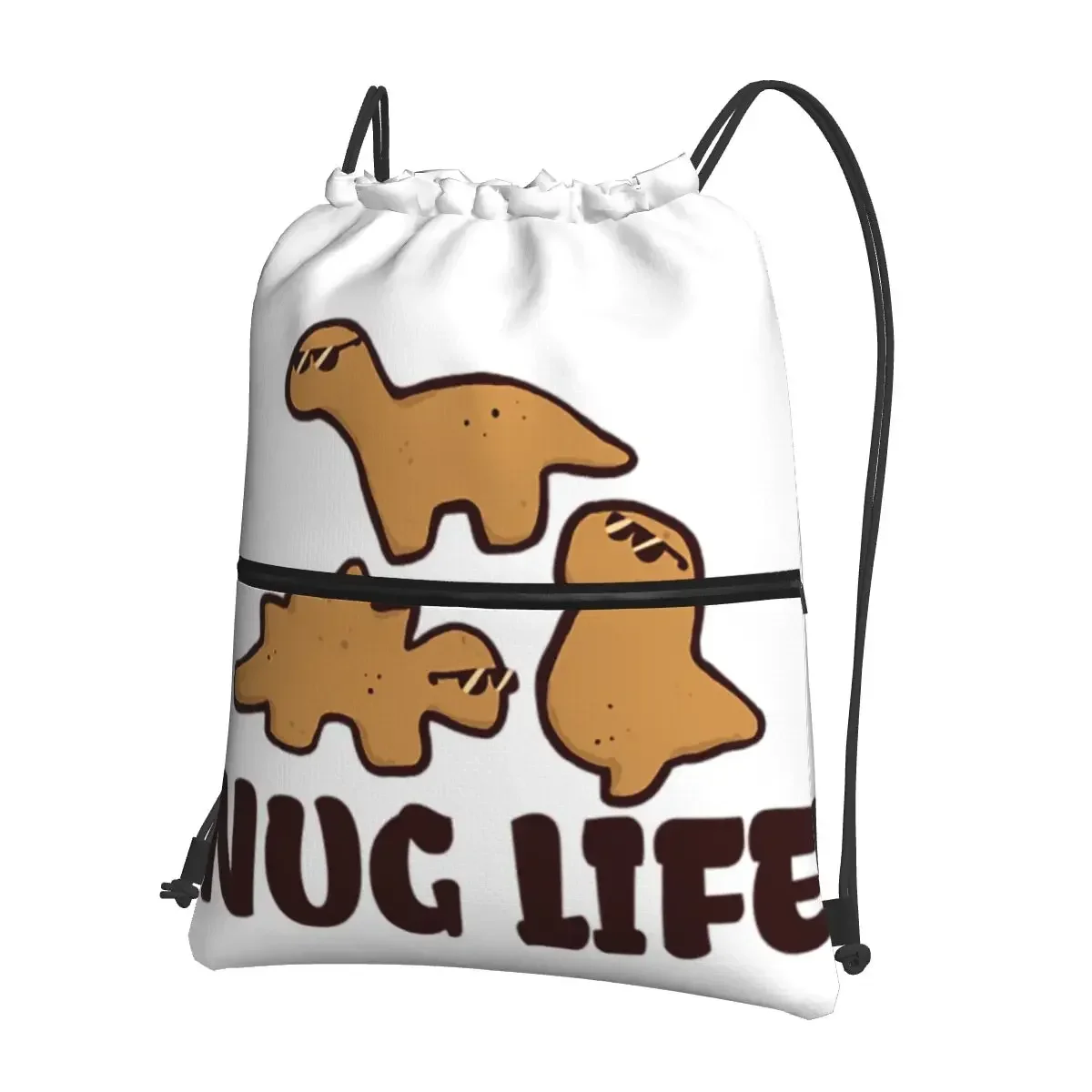 Nug Life - Dinosaur Chicken Nuggets Portable Backpacks Drawstring Bag Drawstring Bundle Pocket Sundries Bags For School Students