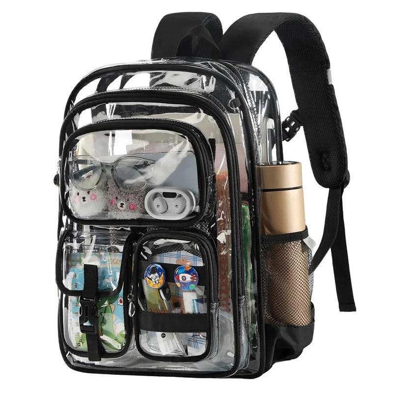 

【NEWLY】Clear Backpacks, Transparent School Bags With Accessories, For Teen Boys Girls, Clear Laptop Bags For Elementary