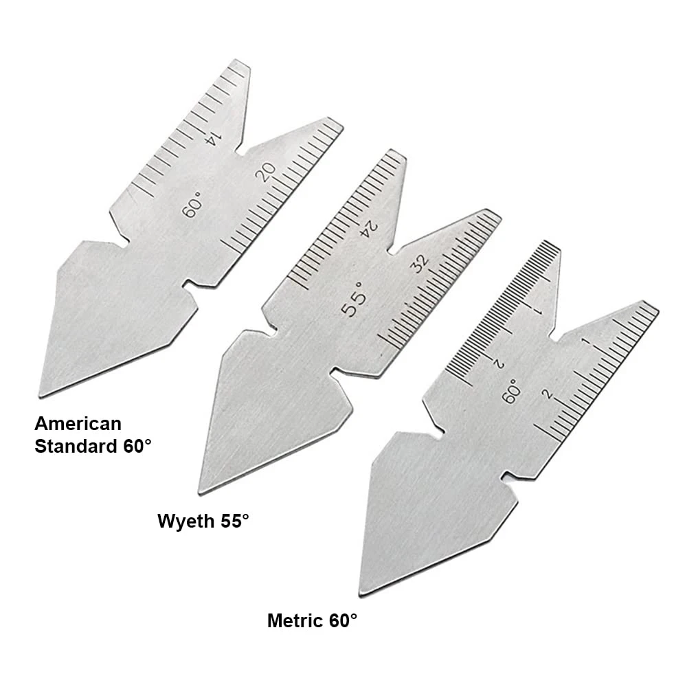 3 in 1 Screw Thread Center Gauge 55° 60° Degrees Inch Metric Angle Template Pitch Gauge Measuring Lathe Tool