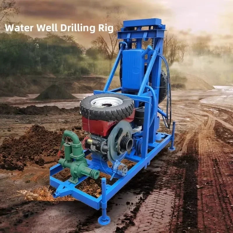 120m Table Water Drilling Rig Machine Portable Well Drilling Machines Used Wheels Mounted Digger Rotary Deep Rig for Water Well