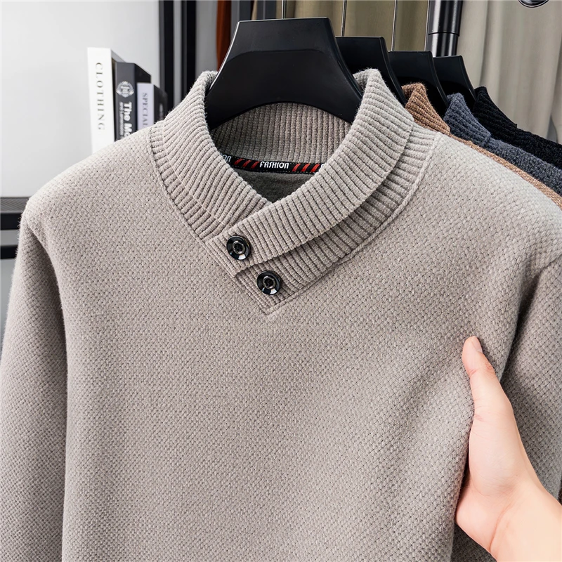 

New Autumn and Winter Clothing for Middle-aged and Young Men Thick and Warm Knit Sweater Loose V-neck Base Sweater