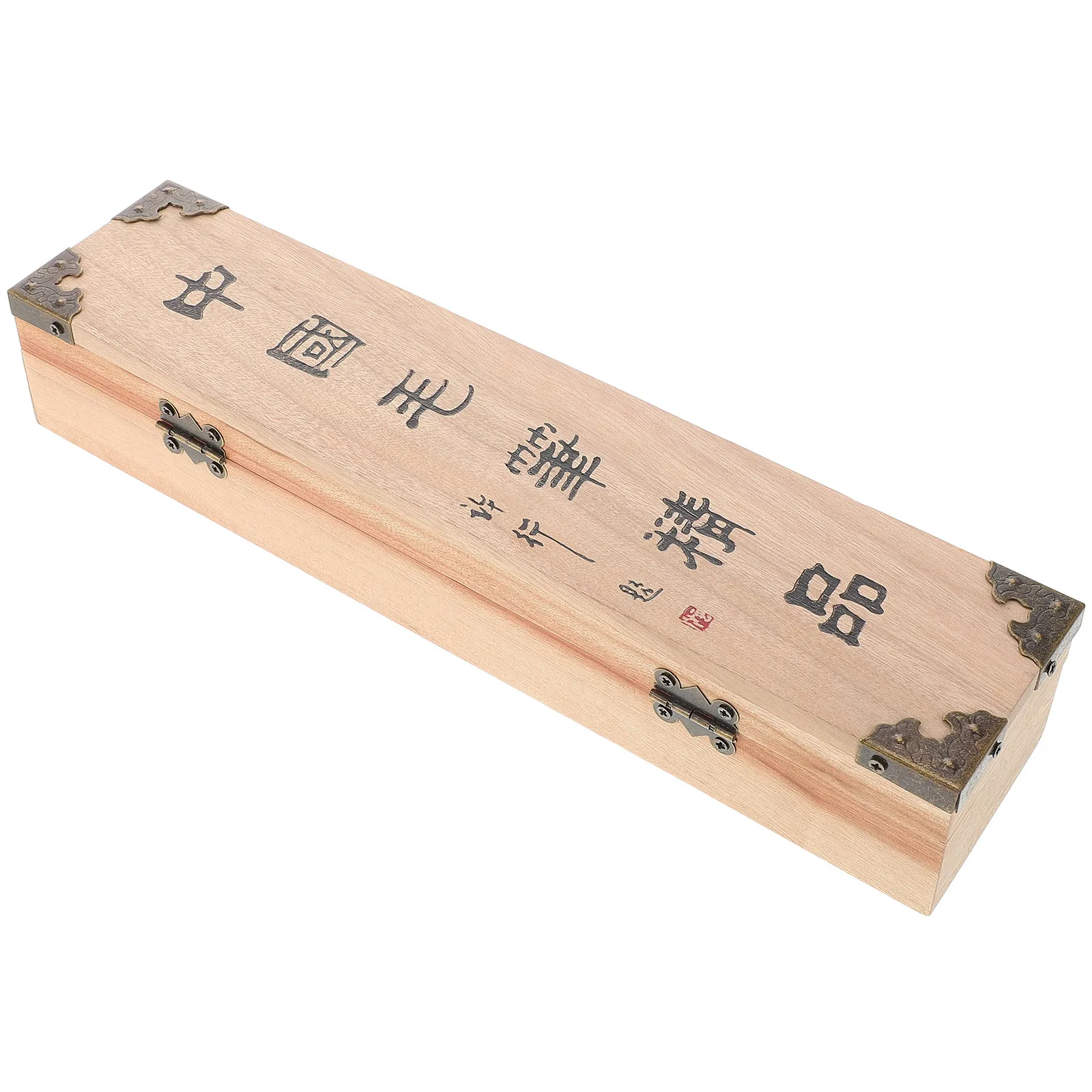 Authentic Chinese Wood Calligraphy Brush Box Single Pen Holder Elegant Vintage Design Brush Protection Storage Container Art